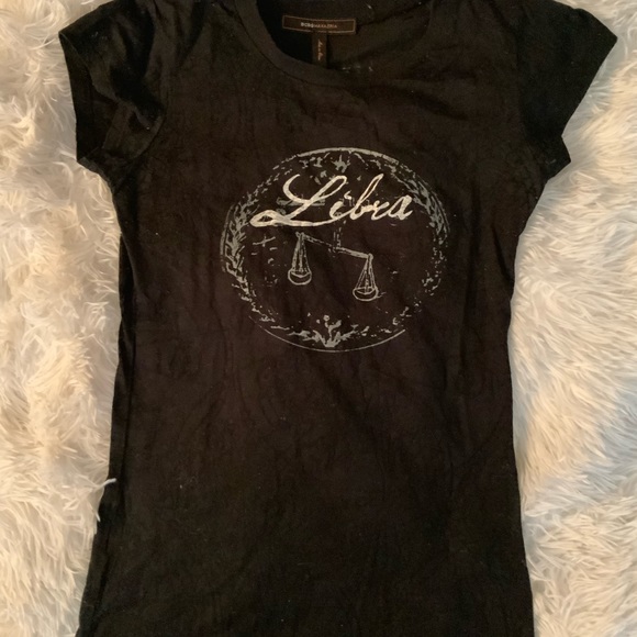 BCBGMAXAZRIA black burnout Libra tshirt Sz XS - Picture 1 of 5
